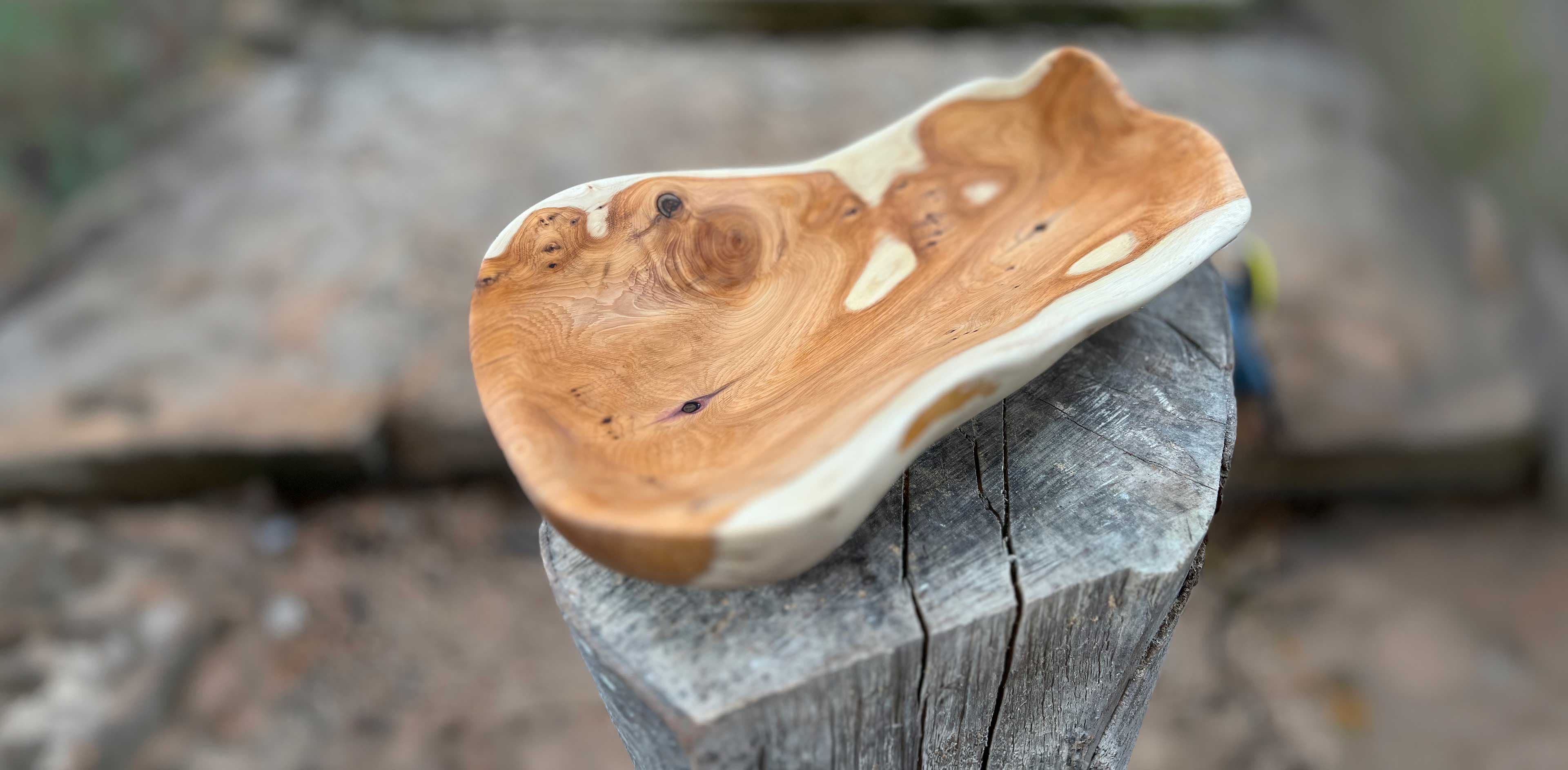 Normandy Live Edge Carved Wooden Fruit Bowl Banner