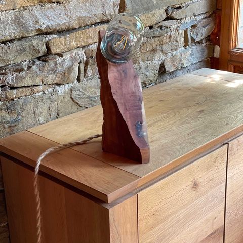 Sculptural Wood & Glass Lamp interior